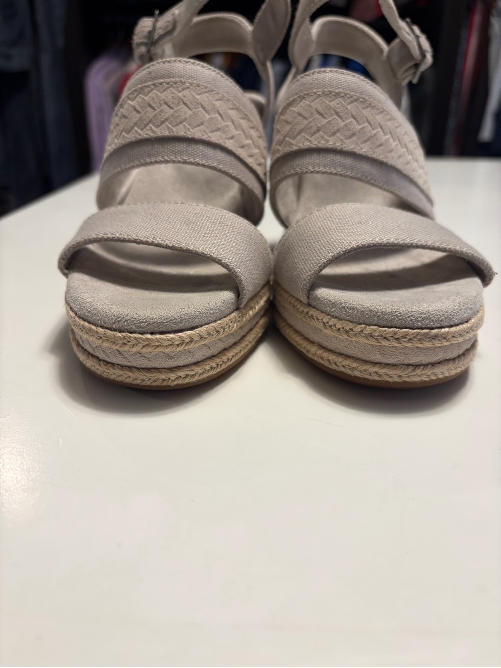 Tom’s Wedge Espadrille Sandals in Light Beige - Women's - Picture 4 of 9